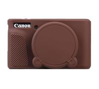 BOVKE Custodia Silicone per Canon PowerShot SX740 Fotocamera Digitale Compatta, SX740 Custodia Morbida per Fotocamera Custodia in Gomma con Copertura Rimovibile per Obiettivo, Marrone