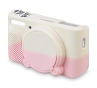 BOVKE Custodia Silicone per Canon PowerShot SX740 Fotocamera Digitale Compatta, SX740 Custodia Morbida per Fotocamera Custodia in Gomma con Copertura Rimovibile per Obiettivo, Bianco nebbia rosa