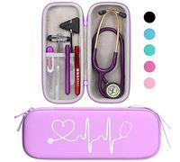 BOVKE Fondina da viaggio compatibile con 3M Littmann Classic III, Lightweight II S.E, stetoscopi MDF Acoustica Deluxe - Spazio extra per forbici mediche, forbici da trauma EMT e torcia a LED, Viola
