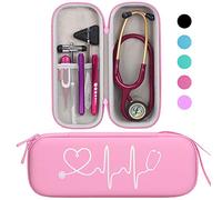 BOVKE Fondina da viaggio compatibile con 3M Littmann Classic III, Lightweight II S.E, stetoscopio MDF Acoustica Deluxe, spazio extra per forbici mediche, forbici da trauma EMT e torcia a LED, Rosa