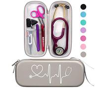 BOVKE Fondina da viaggio compatibile con stetoscopi 3M Littmann Classic III, Lightweight II S.E, MDF Acoustica Deluxe - Spazio extra per forbici mediche, forbici da trauma EMT e penna luminosa, Grigio