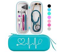 BOVKE Fondina da viaggio compatibile con stetoscopi 3M Littmann Classic III, Lightweight II S.E, MDF Acoustica Deluxe - Spazio extra per forbici mediche, forbici da e penna luminosa a LED, Smeraldo