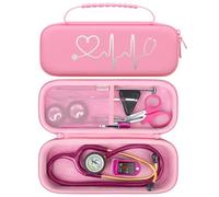 BOVKE Fondina da viaggio per stetoscopio per 3M Littmann Classic III, Lightweight II S.E, stetoscopi leggeri MDF Acoustica, tasca a rete per penne luminose, forbici e accessori per infermieri, Rosa