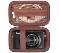 BOVKE Fotocamera Custodia per Canon PowerShot G7 X Mark III G7X Mark II Fotocamera Digitale Compatta, Borsa da Viaggio Compatta per Video 4K, Con Tasca in Rete per Cavi e Batterie, Marrone