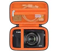 BOVKE Fotocamera Custodia per Canon PowerShot G7 X Mark III G7X Mark II Fotocamera Digitale Compatta, Borsa da Viaggio Compatta per Video 4K, Con Tasca in Rete per Cavi e Batterie, Nero+Arancione