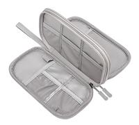 BOVKE Organizer elettronico Organizer per cavi da viaggio Accessori tecnologici, Custodia per caricabatterie a doppio strato per cavi, cavi di ricarica, telefono, auricolari, power bank, Grigio