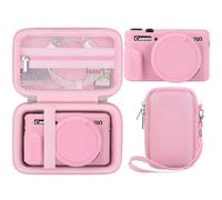 BOVKE Rigida Custodia + Silicone Copertura per Canon PowerShot G7 X Mark II Fotocamera Digitale Compatta, Protettiva in EVA con Custodia Protettiva in Silicone, Copriobiettivo Rimovibile, Rosa