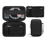 BOVKE Rigida Custodia + Silicone Copertura per Canon PowerShot G7 X Mark II Fotocamera Digitale Compatta, Protettiva in EVA con Custodia Protettiva in Silicone, Copriobiettivo Rimovibile, Nero