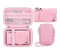 BOVKE Rigida Custodia + Silicone Copertura per Canon PowerShot G7X Mark III Fotocamera Digitale Compatta, EVA Protettiva Custodia e Silicone Protettiva Copertura, Copriobiettivo Rimovibile, Rosa
