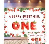 Bovlleetd 1,5x1m Sfondo Compleanno "A Berry Sweet Girl" 1 Anno Ghirlanda Fragole, "ONE" Stile Biscotto Fragole Margherite, Tema Estate Dolce, Accessori Studio Fotografico