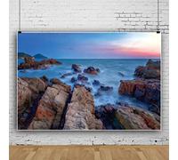 Bovlleetd 150x100cm Spiaggia Alba Sfondo Mare Reef 3d Paesaggio Naturale Fotografia Sfondo Rosso Sole Montagna Sfondo per Adulti Vacanza Viaggio Fotografia Oggetti di Scena