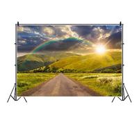 Bovlleetd 150x120cm Montagna Sfondo Alba Arcobaleno Paesaggio Sfondo per la Fotografia Andare in Campeggio Viaggio Vacanza Ritratto Photo Booth Oggetti di Scena Carta da Parati Vinile