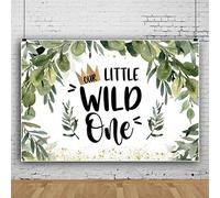 Bovlleetd 150x120cm Selvaggio un Compleanno Sfondo Eucalipto Ulivo Foglie Sfondo Oro Scintillante Festa di Compleanno Banner per Torta Tavolo Decorazione per Bambino 1 ° Compleanno Forniture