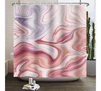 Bovlleetd 180x200cm Moderna Tenda da Doccia in Marmo Astratto di Lusso Bagno Arte Tenda Rosa Viola Misto Tende da Doccia Ombre Gradiente Tenda da Bagno Impermeabile con Gancio