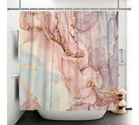 Bovlleetd 183x213cm Tenda da Doccia in Marmo Rosa Viola Ombre Bagno Decor Impermeabile Lavabile Bagno Decor Tenda Moderna Astratta Acquerello Vasca Decor per la Decorazione del Bagno