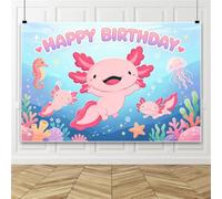 Bovlleetd 2,2 x 1,5 m Sotto il mare Buon compleanno striscione sfondo carino creatura subacquea corallo cavalluccio marino medusa oceano sfondo per compleanno baby shower