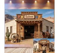 Bovlleetd 2,2x1,5m Sfondo Saloon Wild West Paese Deserto Insegna Route 66 e Accessori Cowboy Tema Vecchio West Accessori Studio Fotografico
