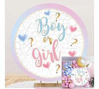 Bovlleetd 200cm BOY OR GIRL Display di Genere Sfondo Rotondo Strisce di Marmo Sfondo Blu Rosa Misto Sfumato Cerchio Fondali per Neonato Decorazione Festa di Compleanno Puntelli Foto