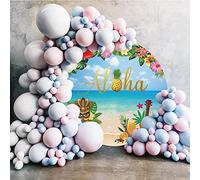 Bovlleetd 220cm Hawaiano Sfondo Rotondo Spiaggia ALOHA Laua Party Shooting Sfondo Piante Tropicali Floreale Divertente Burattino Carattere Stampa Cerchio Sfondo Fotografia in Studio Puntelli