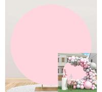 Bovlleetd 220cm Sfondo Rotondo Rosa Puro Rosa Compleanno Matrimonio Romantico Cerchio Sfondo di Ripresa Panno per Scena di Proposta Baby Shower Decorazione Fotografia Studio Puntelli