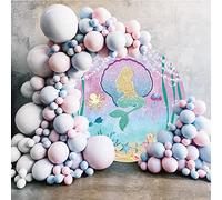 Bovlleetd 220cm Sirena Sfondo Rotondo Blu Rosa Sfumato Mondo Sottomarino Diamante Conchiglia Compleanno Ripresa Sfondo Polpo Medusa Perla Tenda Cerchio Fondali Decorazione del boudoir