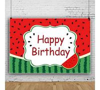 Bovlleetd 250x180cm Buon Compleanno Sfondo Frutta Anguria Sfondo Baby Shower Battesimo Fotografia Sfondo per Festa di Compleanno Oggetti di Scena Decorativi Torta Tavolo Banner