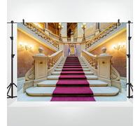 Bovlleetd 3x2m Fondale in vinile per tappeto rosso, palazzo di lusso, sala interna, elegante scalinata, tappeto rosso, sfondo fotografico per matrimonio, compleanno, festa, stand, oggetti di scena