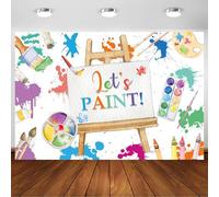 Bovlleetd 3x2m Let's Paint Backdrop Art Graffiti Pittura Della Parete Splatter Colorato Artista Pennelli Pittura Fotografia Sfondo per Bambini Compleanno Party Decor Banner Photo Booth Prop