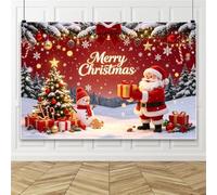 Bovlleetd 4.2x3m Buon Natale Banner Pupazzo di Neve Sfondo Foresta innevata Albero di Natale Scatole Regalo Fotografia Sfondo per Festa di Natale Photo Booth Decor