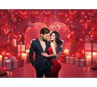 Bovlleetd 4,2x3m Sfondo San Valentino Pastello Palloncini Cuori Rosa-Blu Soft & Decor Rose Tema San Valentino Romantico Dolce Requisiti Studio Fotografico