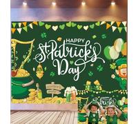Bovlleetd 6x3m Sfondo San Patrizio Giocoso Leprechaun & Decor Pentola d'Oro Requisiti Arpa & Ferro di Cavallo Tema Irlandese Festivo Requisiti Studio Fotografico