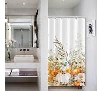 Bovlleetd Agriturismo Piccola Tenda Doccia Stalla Autunno Raccolto Autunno Zucca Eucalipto Foglie Floreali Tenda da Doccia per il Bagno Impermeabile Bagno Decorazione Accessori Home Decor 92x183cm