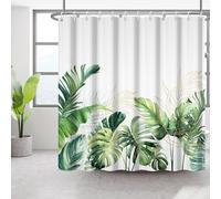 Bovlleetd Foglie tropicali Tenda da doccia Foglie di palma verde con foglia d'oro Tenda da bagno Jungle Monstera Leaf Bagno Tenda per la casa Bagno con 12 ganci poliestere impermeabile 183x183cm