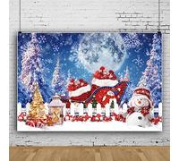 Bovlleetd Inverno Paese delle Meraviglie Sfondo Fiaba Natale Pupazzo di Neve Fiocco di Neve Luna Piena Fotografia Partito Decorazioni Babbo Natale Regalo Banner 180x120cm