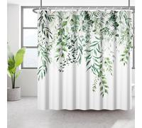 Bovlleetd Piante Fiori Motivo Tenda da Doccia 183x183cm Acquarello Design Verde Botanico per Bagno Decorazione, Impermeabile Lavabile in Poliestere Tende da Doccia con 12 Ganci per Vasca da Bagno