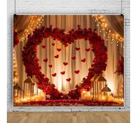 Bovlleetd romantico San Valentino sfondo candela Rosa gigante sfondo cuore per felice San Valentino matrimonio foto sfondo San Valentino festa decorazione 220x150cm Vinile
