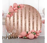 Bovlleetd Sfondo Rotondo Rosa Puro e Oro Rosa Lucido - Fotografia Splicing per Fidanzamento, Decorazione Festa di Nozze, Boudoir - 180 cm