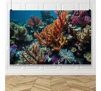 Bovlleetd Sfondo subacqueo con vivace barriera corallina, 2,7 x 1,8 m, sfondo subacqueo, per acquari, coralli oceanici, pesci tropicali, accessori per cabina fotografica di compleanno
