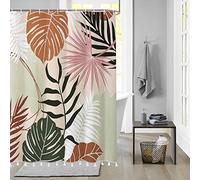 Bovlleetd Tenda da Doccia Botanica Astratto Piante Tropicali Tenda da Doccia Medievale con Foglia di Palma D'acero Boho Bagno Arte Decor Tenda Geometrico Lavabile Vasca Decorazione 180x180cm