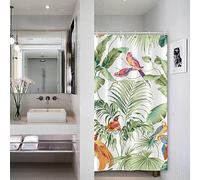 Bovlleetd Tenda da Doccia Botanica Piccola Stalla Primavera Colibrì Banana Foglie Pianta Tropicale Bagno Doccia Tenda Set di tende da bagno in tessuto di poliestere ad acquerello con ganci 92x183cm