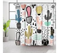 Bovlleetd Tenda da doccia con piante di cactus Linea astratta Tende da doccia colorate con cactus del deserto Decorazioni per il bagno 180x200cm