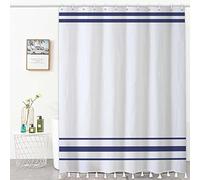 Bovlleetd Tenda da Doccia Nappa Blu Navy Boho a Righe Minimalista Moderna per Bagno con Nappe in Tessuto Impermeabile per la Decorazione del Bagno 153x183cm