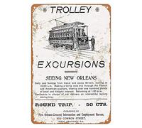 Bovose Targa in metallo New Orleans Trolley Escursioni Vintage Tin Signs Wall Decor Art 20,3 x 30,5 cm Regalo Scherzo Casa Bar Garage Pub College Dormitorio Decor