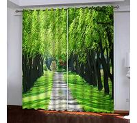 BOVZOX Tenda Camera da Letto Sentiero nel bosco Oscurante Termica Isolante con Occhielli per Interni dimensioni:2xL110xA215cm