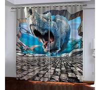 BOVZOX Tende Oscuranti Occhiello Dinosauro dell'orrore Poliestere Tenda Stampato in 3D Tende Oscuranti Termiche Isolanti per Casa Moderne Camera da Letto dimensioni:2xL117xA138cm