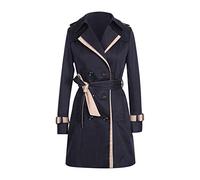 Bow Bandgae Women Back Fashion Autume Jacket Buttons Winter Top Coat Windbreaker Cappotto da donna Leggero (Black, XXL)