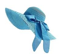 Bow Big Cappelli Tesa Spiaggia Cappello Largo Sole Donne Colorato Floppy Cap Caps Capanna per Ragazzi, blu cielo, Taglia unica