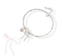 Bow Bracelet - I Couldn't Tie The Knot Without You,Adjustable Chain Sterling Silver Plated Pearl Beaded Bracelets,Best Friend Bracelets Friendship Jewelry for Women (Bracelet)
