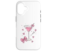 Bow Drink Cuori In Rosa Morbido Colori Girly Illustrazione Custodia per iPhone 16