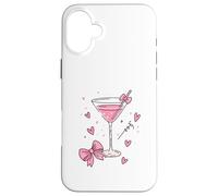 Bow Drink Cuori In Rosa Morbido Colori Girly Illustrazione Custodia per iPhone 16 Plus